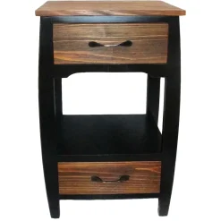 * 2 Drawer 1 Shelf Wood Side Table Fashion