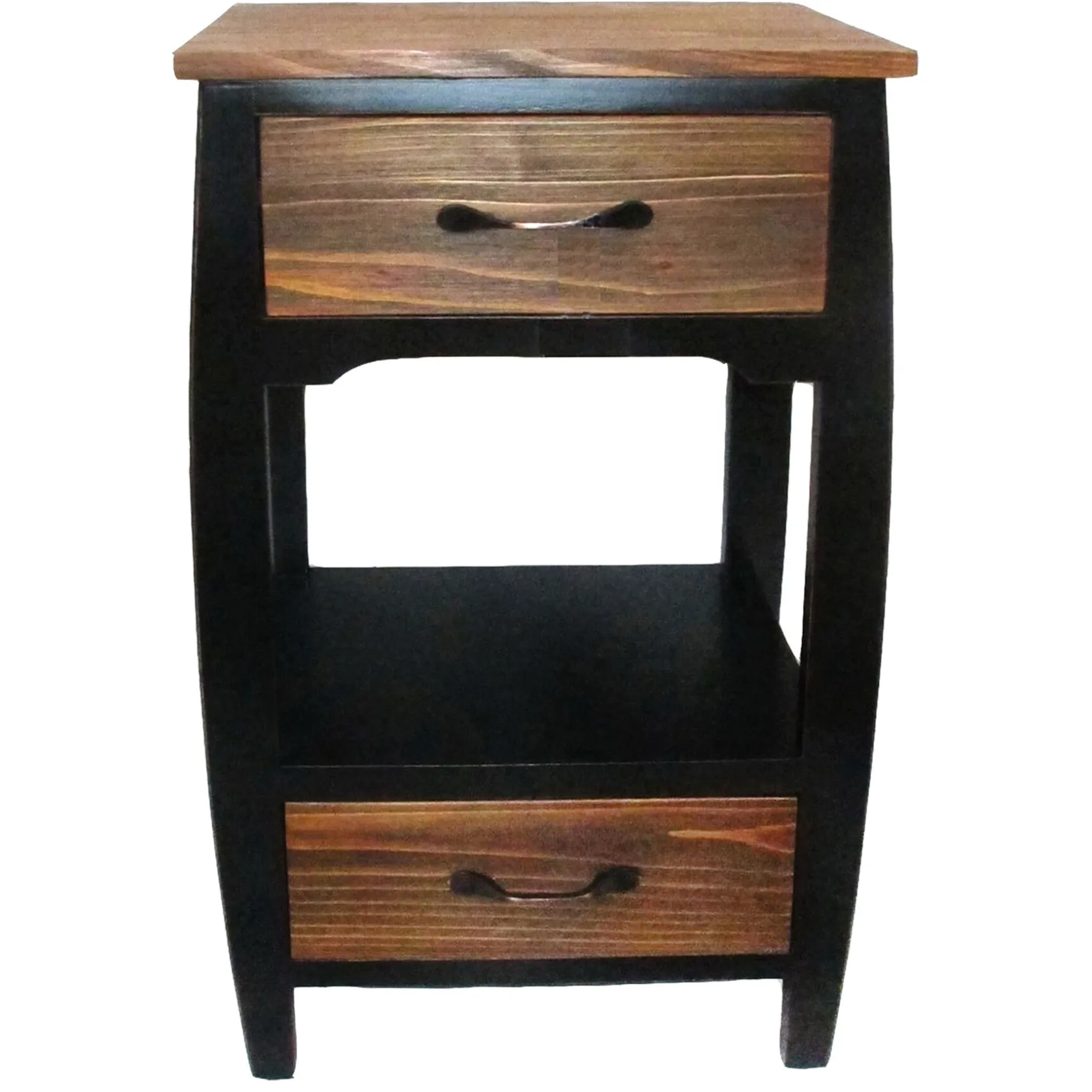* 2 Drawer 1 Shelf Wood Side Table Fashion