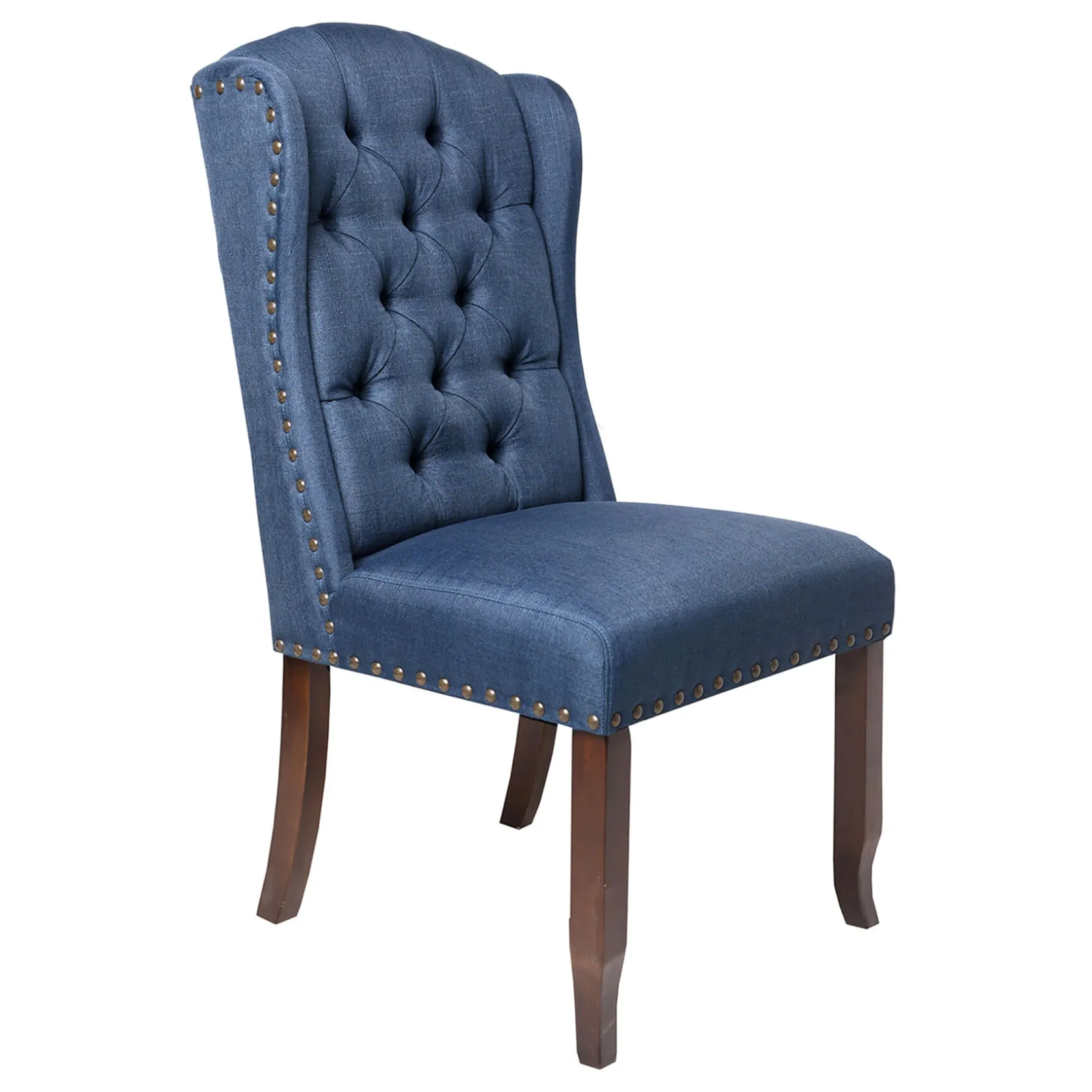 * Aahmad Blue Tufted Wing Dining Chair Featured