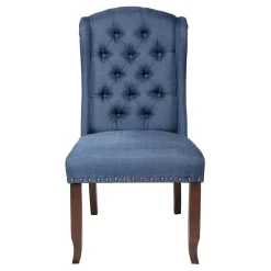 * Aahmad Blue Tufted Wing Dining Chair Featured