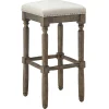 * Aiden Upholstered Tan Backless Barstool With Nailhead Trim, 30 Promotion