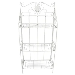 * Antique White Metal Baker'S Rack With Folding Shelves, 51 Less Expensive