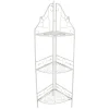 * Antique White Scrolled Metal Folding Corner Shelf Rack, 51.5 Premium