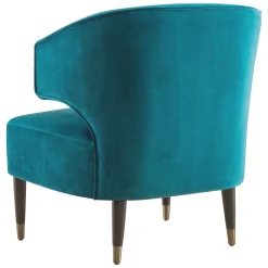 * Aura Green Velvet Wrap Around Arm Chair With Brass Capped Legs Fashion