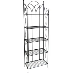 * Black 5 Tier Gothic Baker Rack With Metal Wire Shelves Promotion