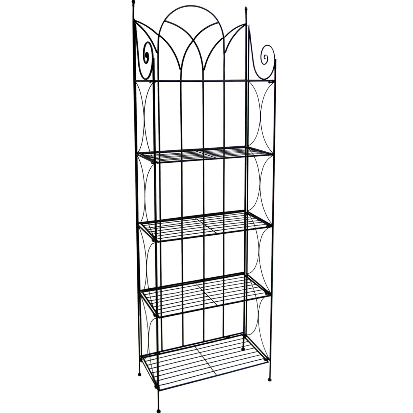 * Black 5 Tier Gothic Baker Rack With Metal Wire Shelves Promotion