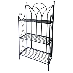 * Black 3 Tier Gothic Baker Rack With Metal Wire Shelves Clearance