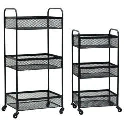 * Black 3 Tier Metal Rolling Cart, 29 Good Quality