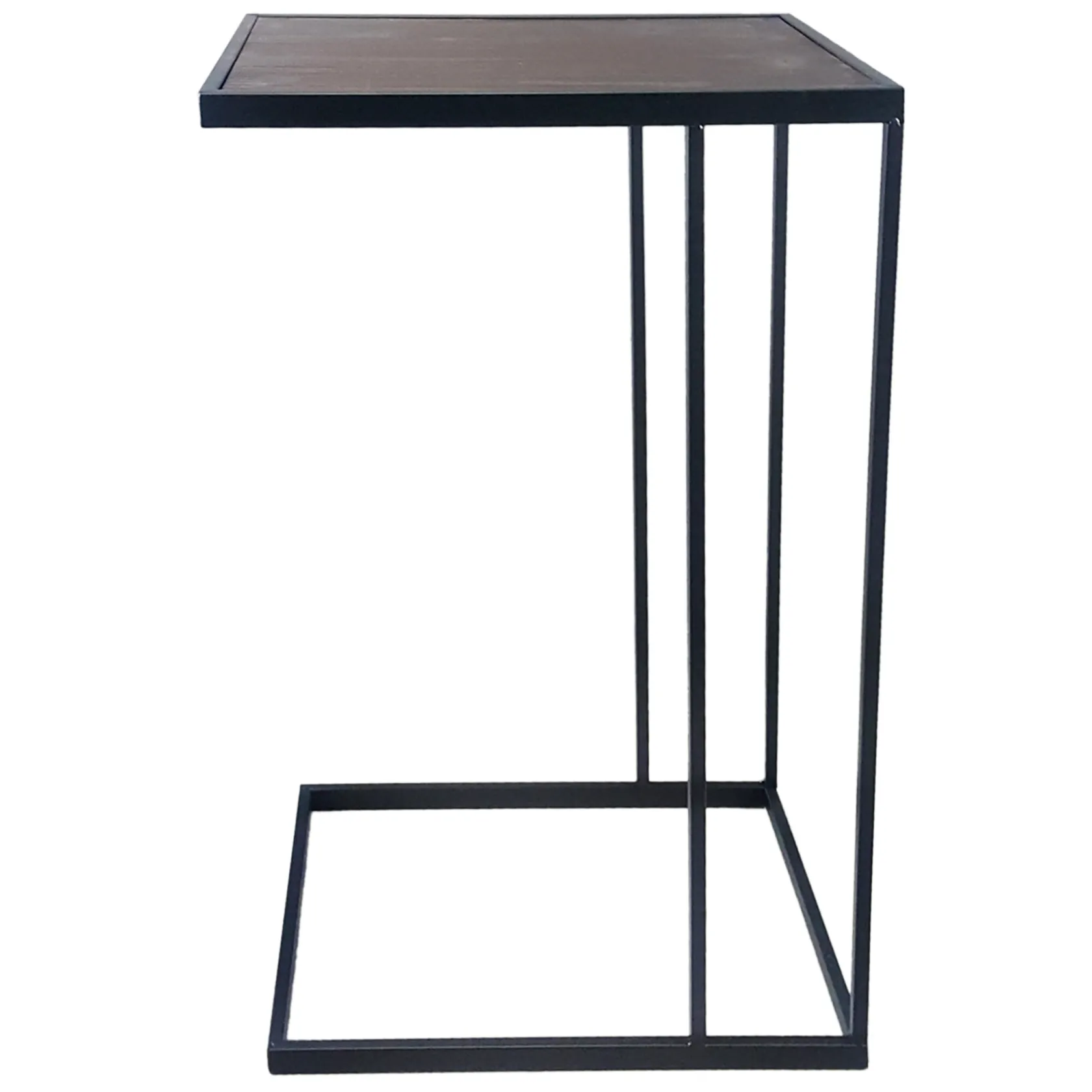 * Black Metal C-Table With Dark Wooden Top Promotion