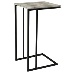 * Black Metal C-Table With Rustic Wooden Top Promotion