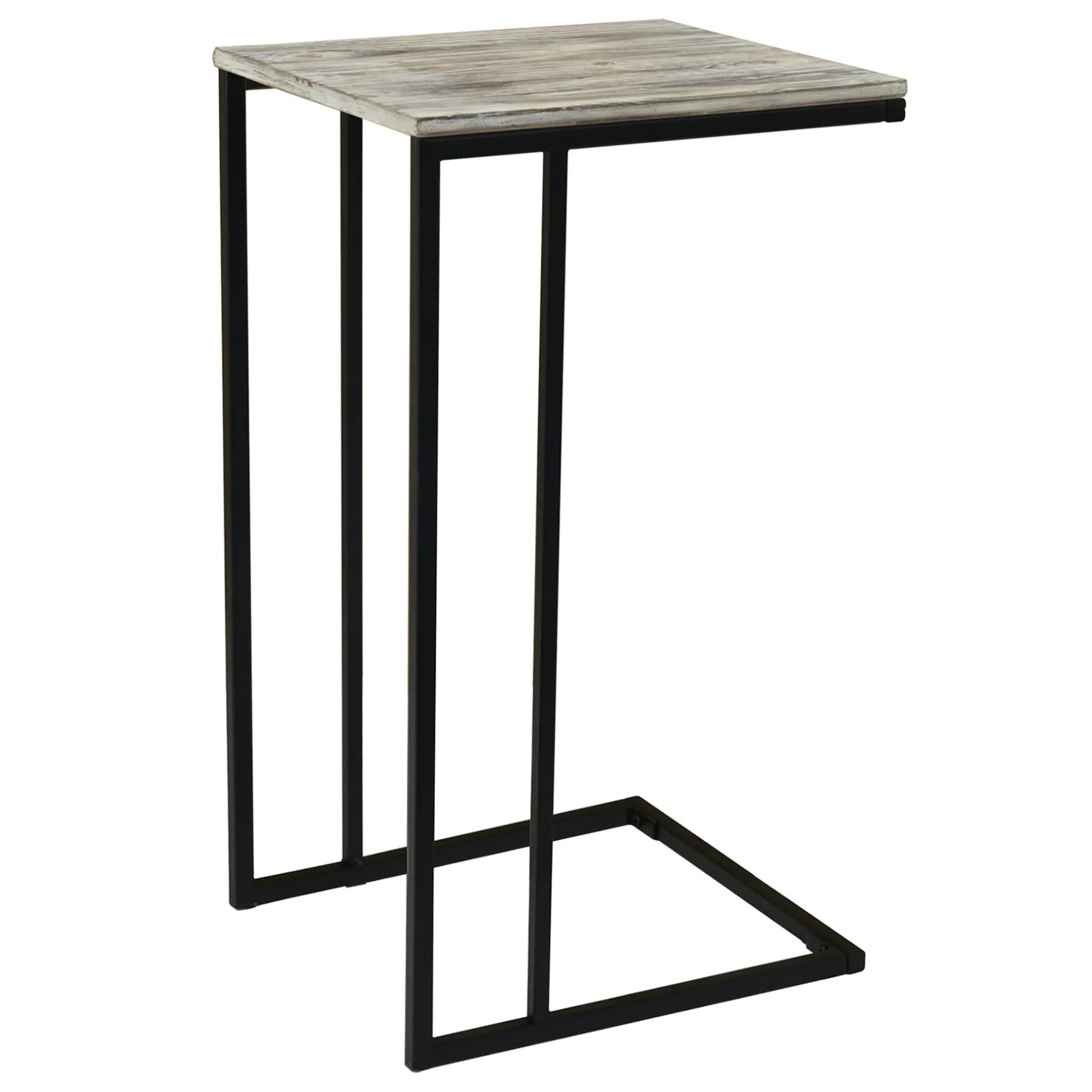 * Black Metal C-Table With Rustic Wooden Top Promotion