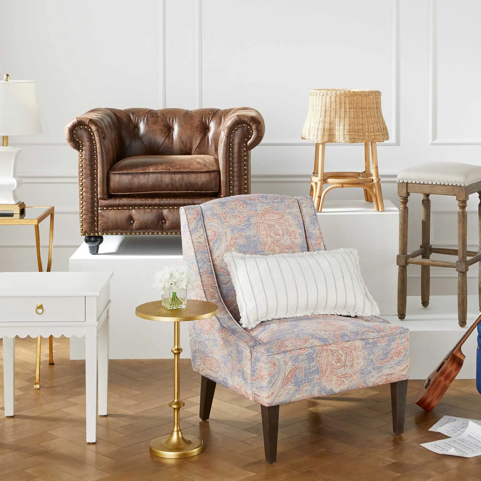 * Calvin Gold Metal Accent Table, 22 Opening Sales