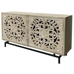 * Carved 4 Door Wood Sideboard Discount