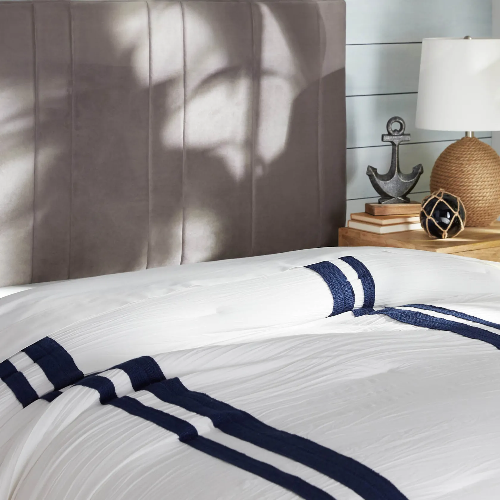 * Chandler Grey Velvet Channeled Queen Headboard Fashion