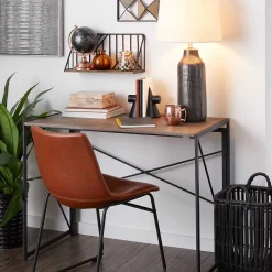 * Dakota Black & Brown Industrial Modern Office Desk Bargain Sale