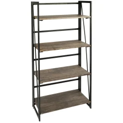 * Dakota 4-Tier Black & Brown Industrial Modern Bookshelf, 49 Low Price