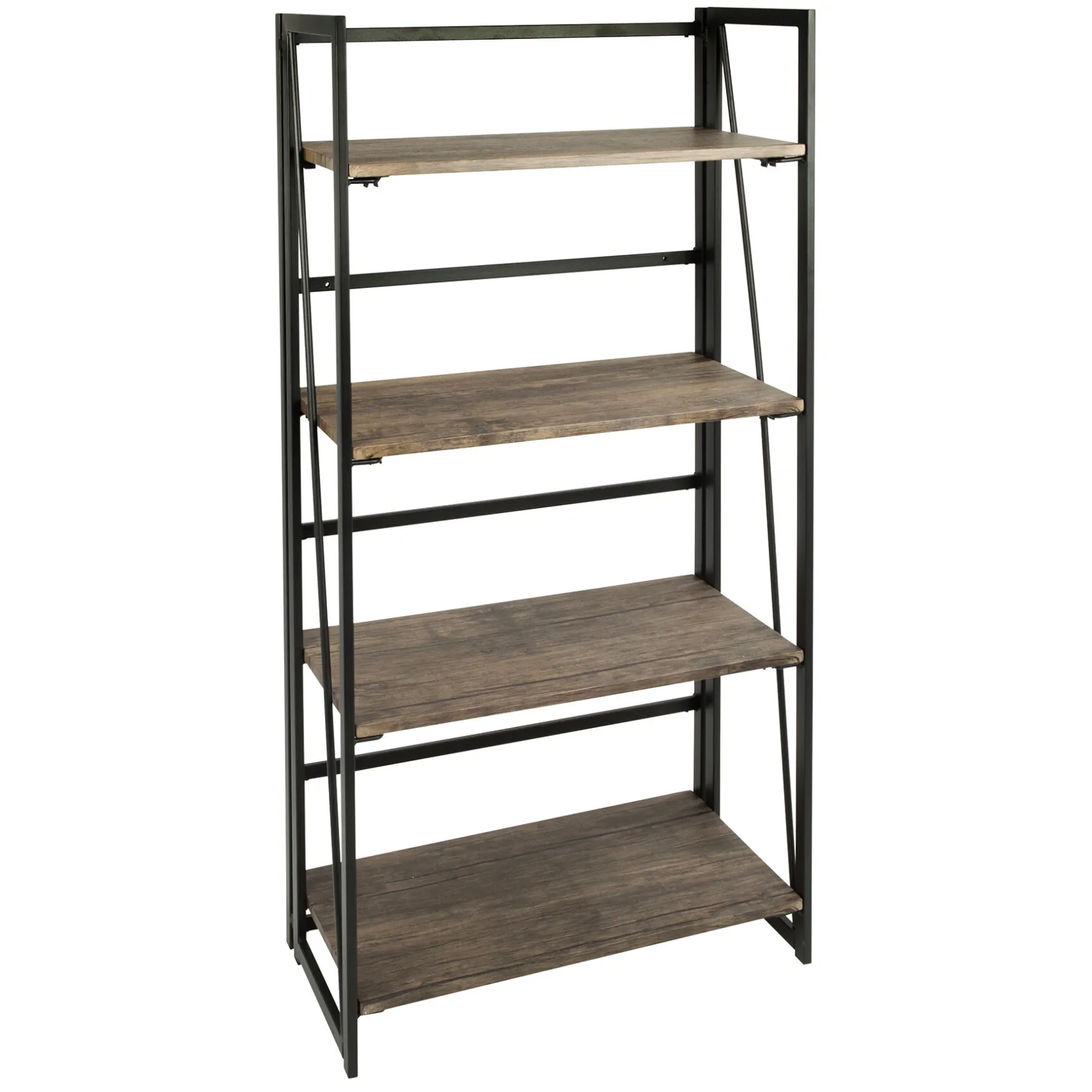 * Dakota 4-Tier Black & Brown Industrial Modern Bookshelf, 49 Low Price