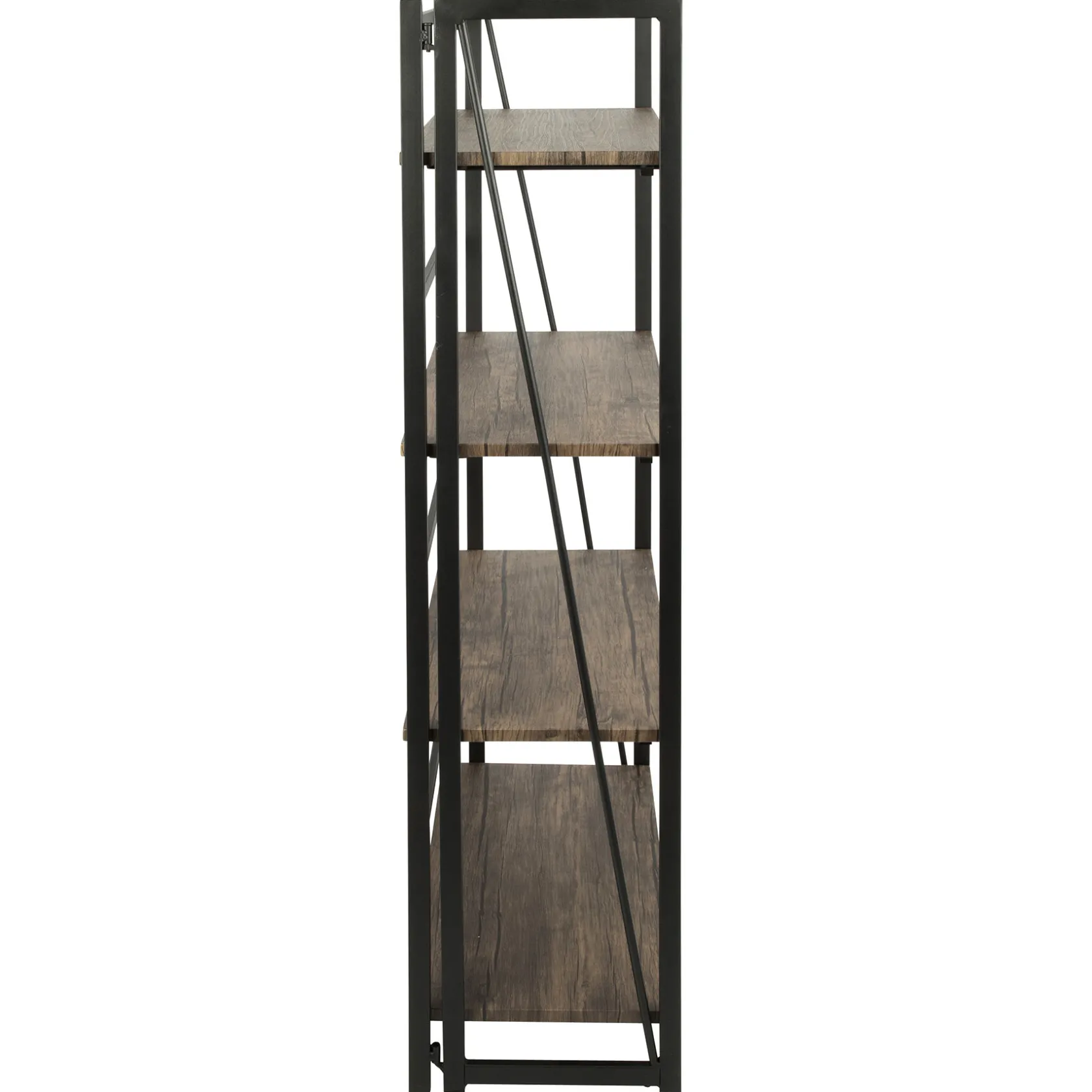 * Dakota 4-Tier Black & Brown Industrial Modern Bookshelf, 49 Low Price