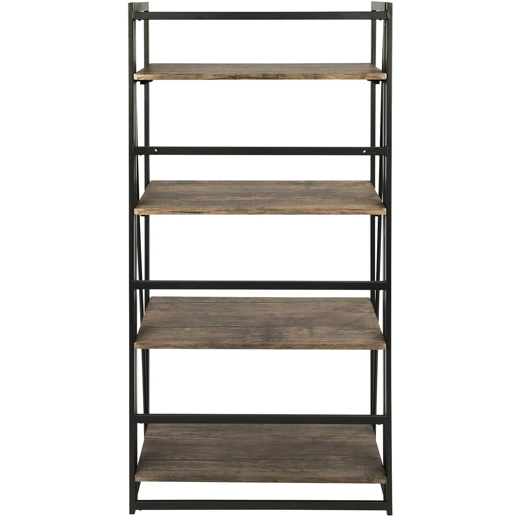 * Dakota 4-Tier Black & Brown Industrial Modern Bookshelf, 49 Low Price