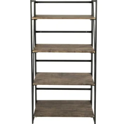 * Dakota 4-Tier Black & Brown Industrial Modern Bookshelf, 49 Low Price
