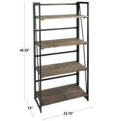 * Dakota 4-Tier Black & Brown Industrial Modern Bookshelf, 49 Low Price
