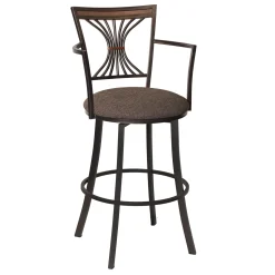 * Devon Oversized Brown Barstool With Arms, 30 Discount Online