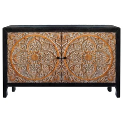 * 2-Door Carved Black Long Cabinet Opening Sales