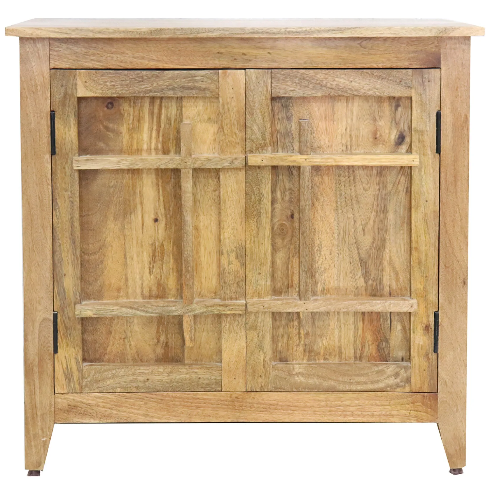 * 2-Door Natural Mango Wood Cabinet Premium