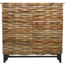 * 2-Door Wave Wood Carved Cabinet Clearance