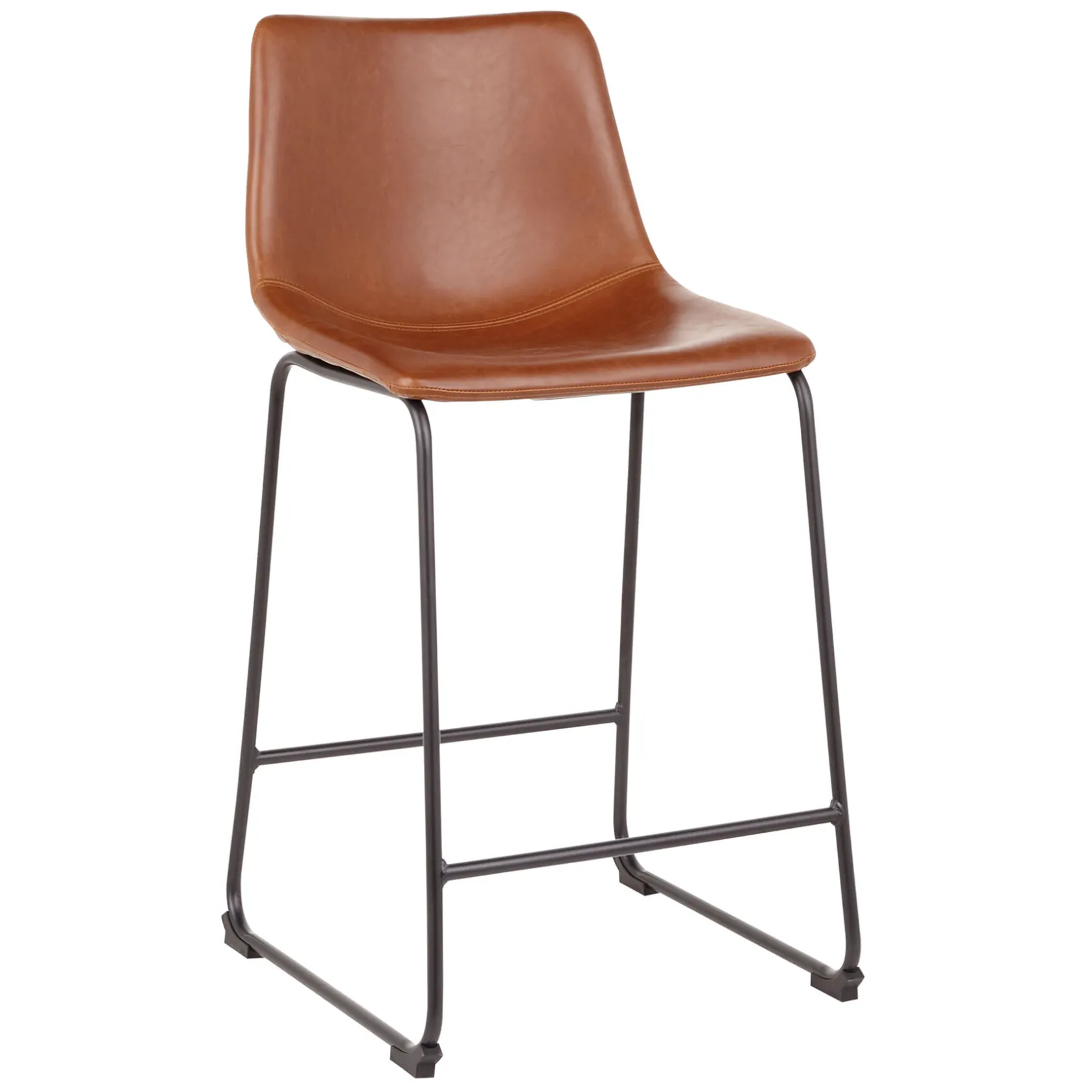 * Drake Cognac Modern Industrial Faux Leather Barstool, 30 Less Expensive