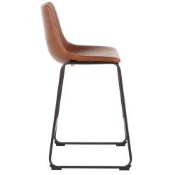 * Drake Cognac Modern Industrial Faux Leather Barstool, 30 Less Expensive