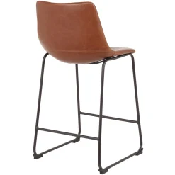* Drake Cognac Modern Industrial Faux Leather Barstool, 30 Less Expensive