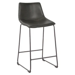 * Drake Grey Faux Leather Modern Industrial Barstool, 30 Good Quality