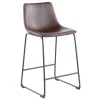 * Drake Modern Faux Leather Industrial Barstool, Espresso Low Price