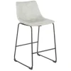 * Drake Modern Faux Leather Industrial Barstool, Light Grey Fashion