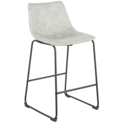 * Drake Modern Faux Leather Industrial Barstool, Light Grey Fashion