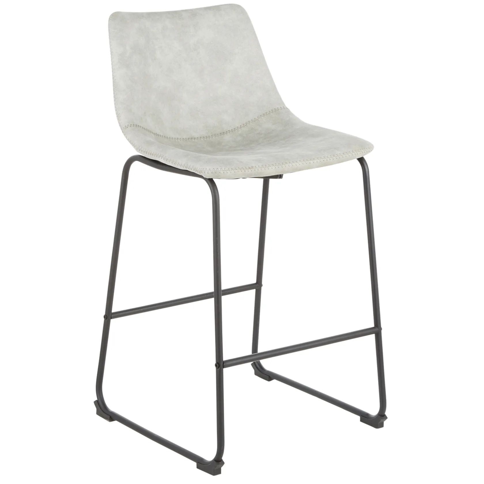 * Drake Modern Faux Leather Industrial Barstool, Light Grey Fashion