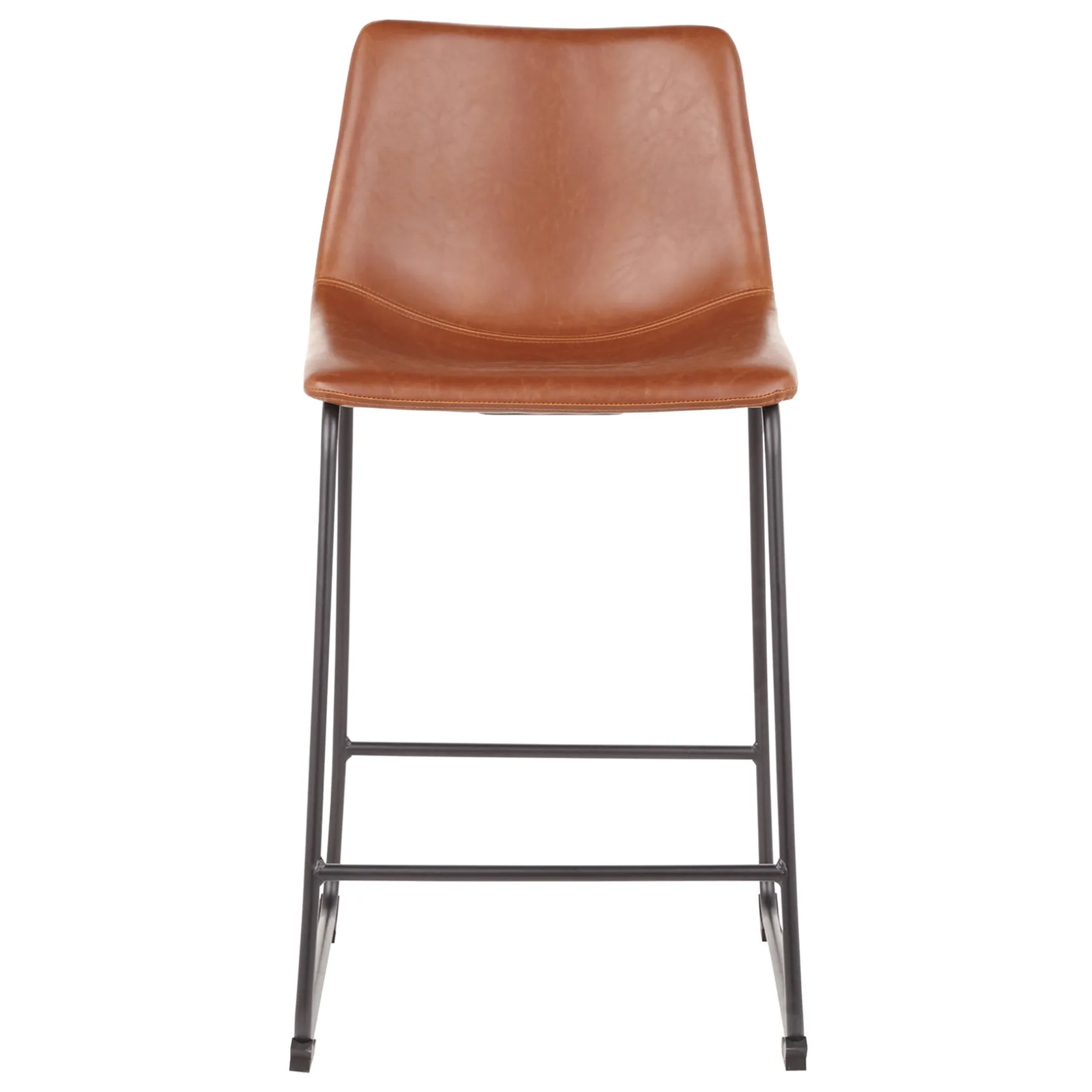 * Drake Modern Faux Leather Industrial Barstool, Cognac Promotion