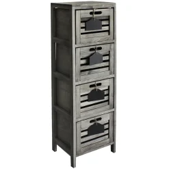 * 4-Drawer Grey Wooden Cabinet, Large Opening Sales