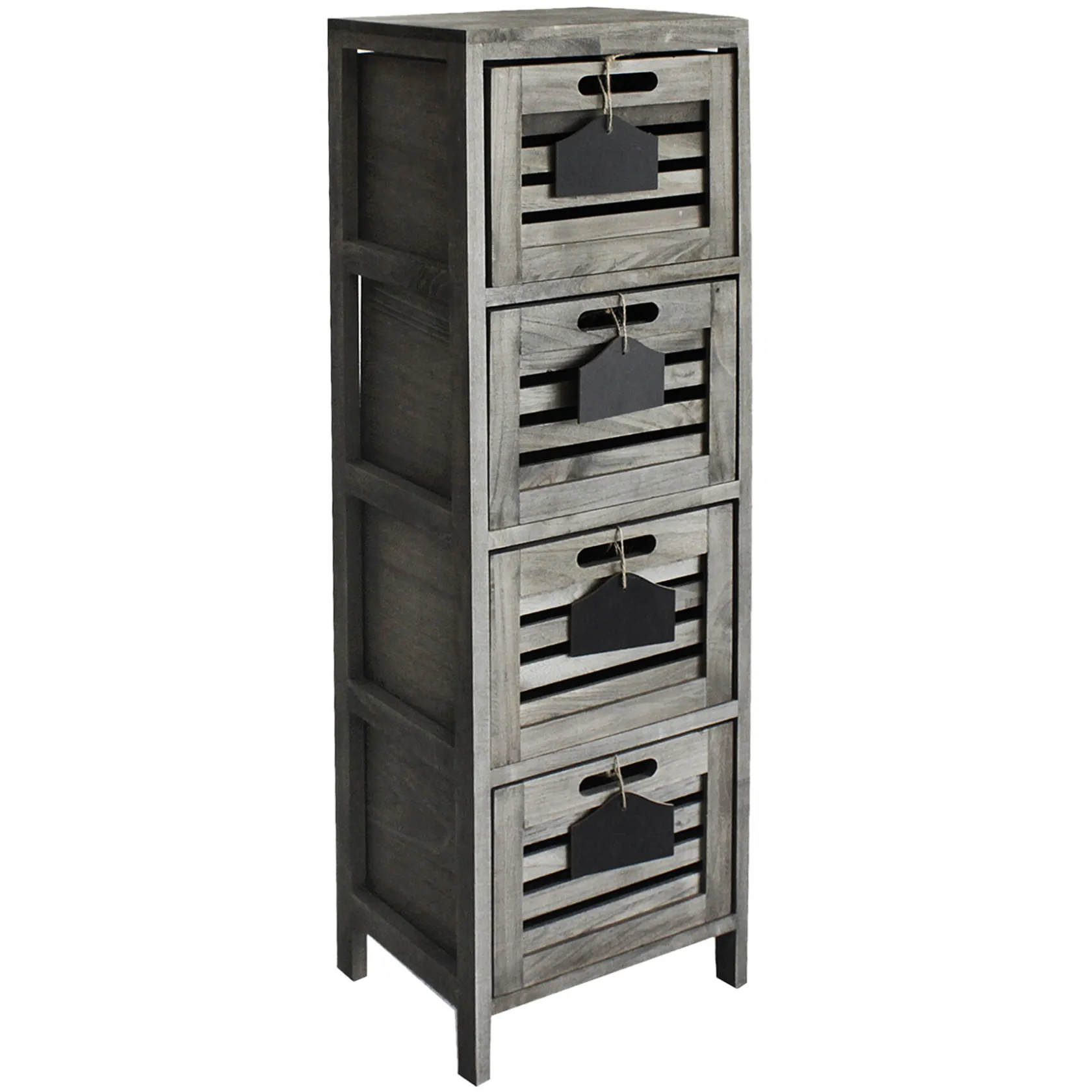 * 4-Drawer Grey Wooden Cabinet, Large Opening Sales