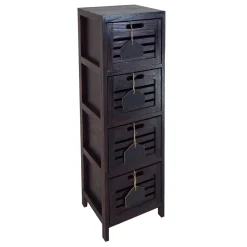 * 4-Drawer Grey Wooden Cabinet, Medium Flash Sale