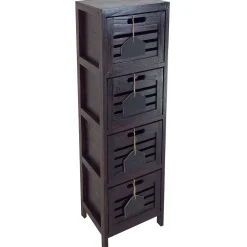 * 4-Drawer Grey Wooden Cabinet, Medium Flash Sale