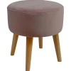 * Emmy Rose Velvet Round Wood Leg Ottoman Flash Sale