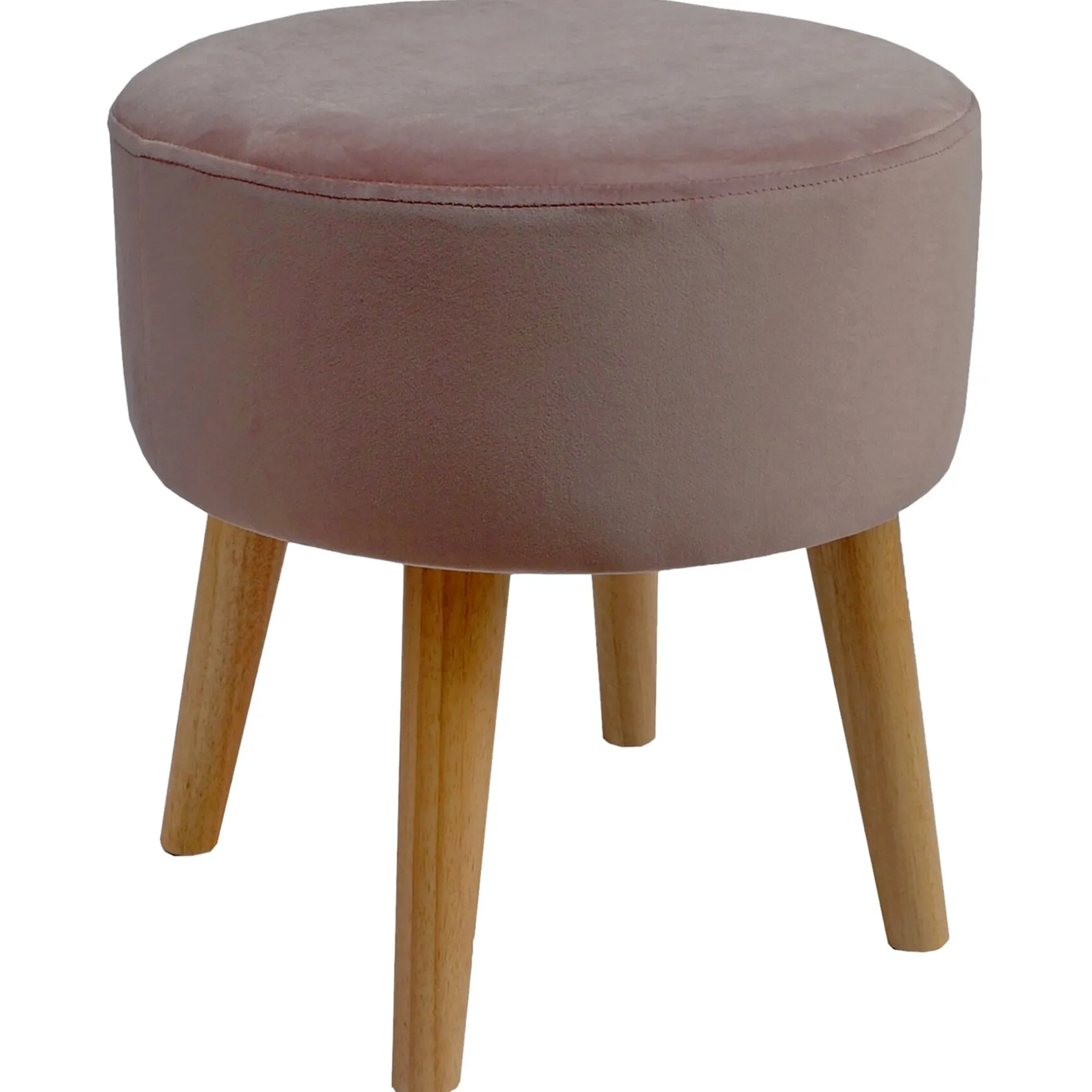 * Emmy Rose Velvet Round Wood Leg Ottoman Flash Sale