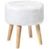 * Emmy White Faux Fur Wood Leg Ottoman Good Quality