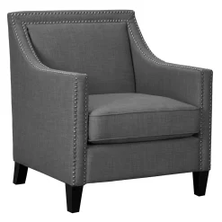 * Erica Grey Accent Chair With Nailhead Trim Flash Sale
