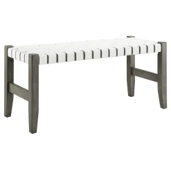 * Faux Leather Ivory Strap Bench Opening Sales