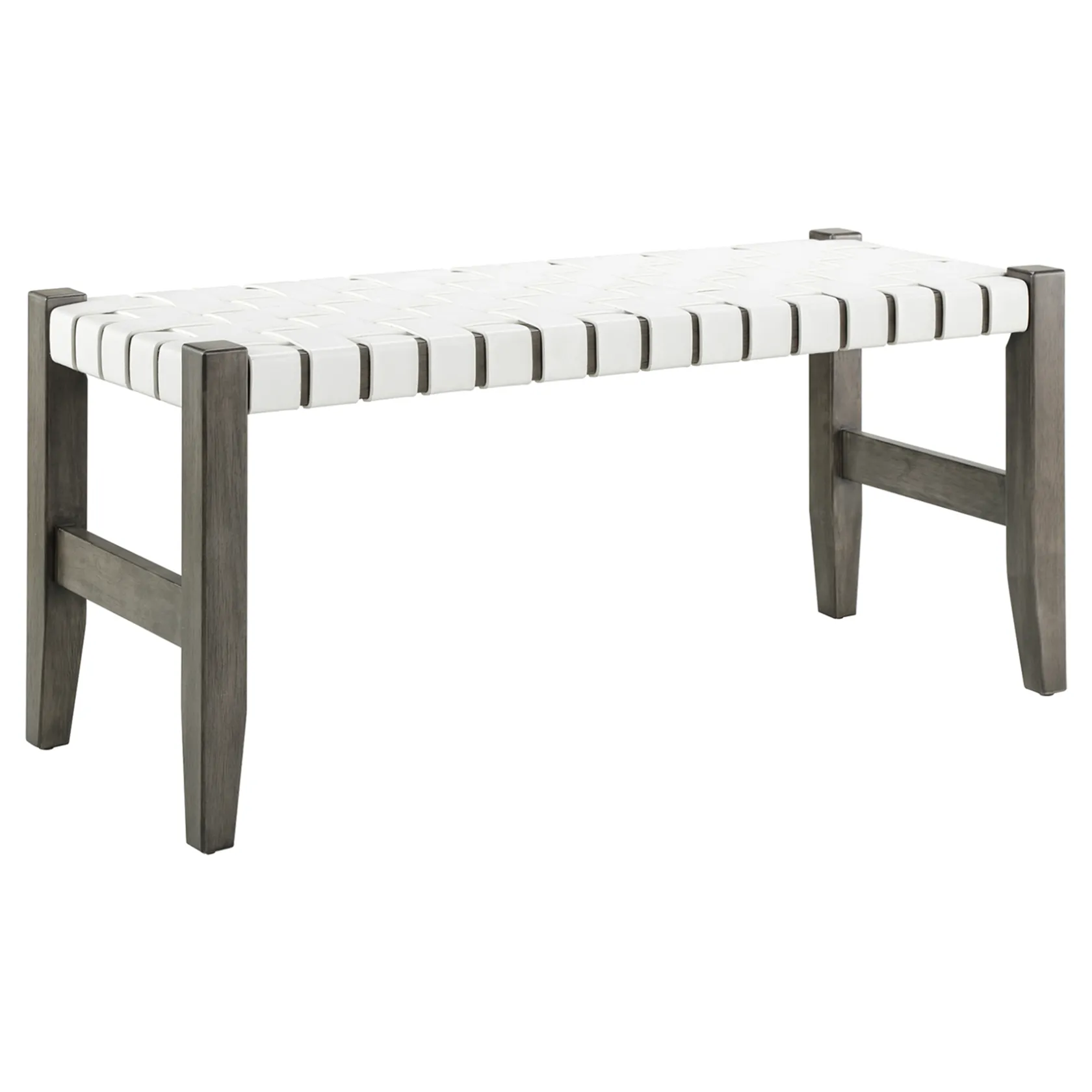 * Faux Leather Ivory Strap Bench Opening Sales