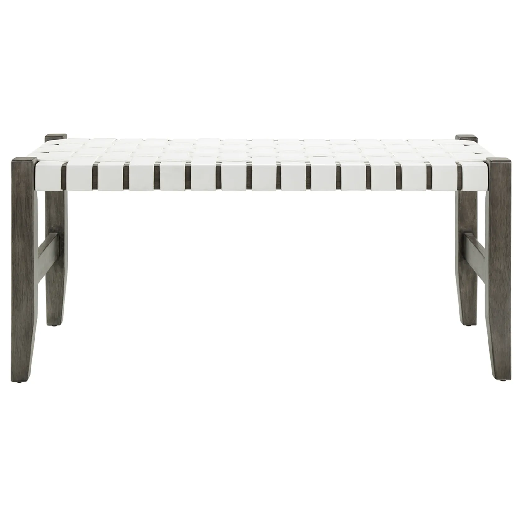 * Faux Leather Ivory Strap Bench Opening Sales