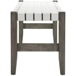 * Faux Leather Ivory Strap Bench Opening Sales
